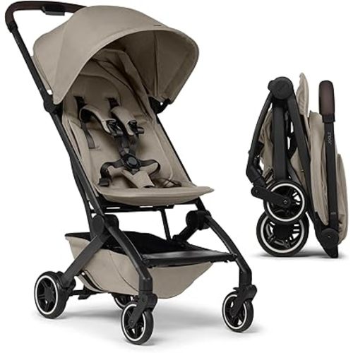 Joolz AER+ Lightweight Baby Stroller, Ultra Compact & Portable One-Hand Fold Design - Ergonomic Recline Seat - Infant & Toddler (up to 50 lb) - Airplane Friendly Stroller - XXL Sun Hood -Sandy Taupe