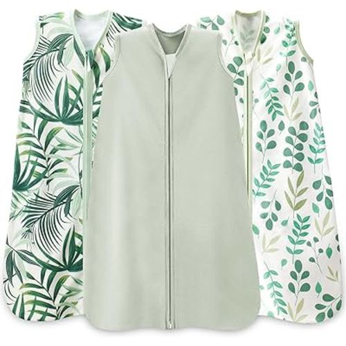 Baby Sleep Sack 0-6 Months,100% Cotton TOG 0.5 Wearable Blanket for Newborn and Infant, 3 Pack 2-Way Zipper Lightweight Sleeping Bags for Toddler