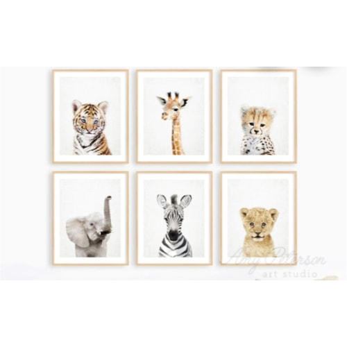 Set of 6 Baby Safari Animals for Nursery Animal Wall Art - Etsy