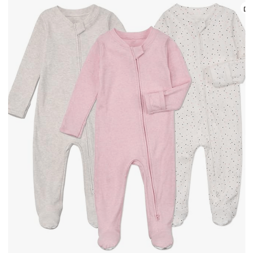 Aablexema Baby Footie Pajamas with Mittens - 3Pcs Infant Footed Sleeper Cotton Sleepwear Outfits