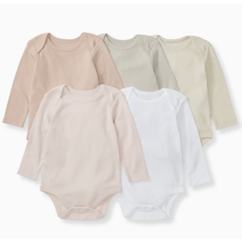 Solid Organic Cotton Long Sleeve Baby Bodysuits 5 Pack - Pink Sand – Burt's Bees Baby (3-6)