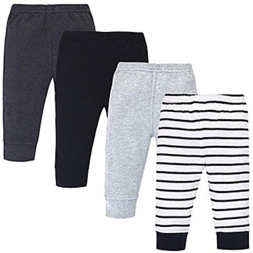 Touched by Nature®  - 0-3 Months 4-Piece Organic Cotton Pants in  - Grey/black