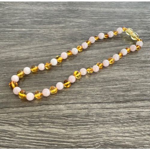 Pink Polished Honey Baltic Amber Necklace - Limited Edition