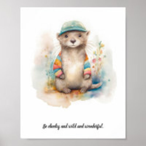 Adorable Otter: Whimsical Nursery Poster | Zazzle