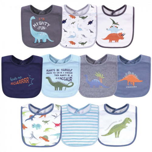 Hudson Baby Infant Boy Cotton Bibs, Dino, One Size