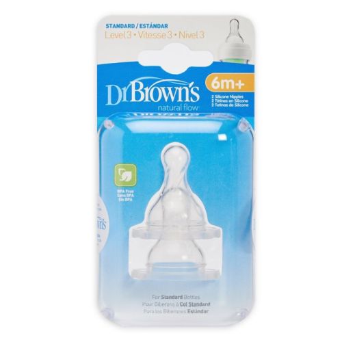 Dr. Brown's Natural Flow® Silicone Level 3 Baby Bottle Nipples (2-Pack)
