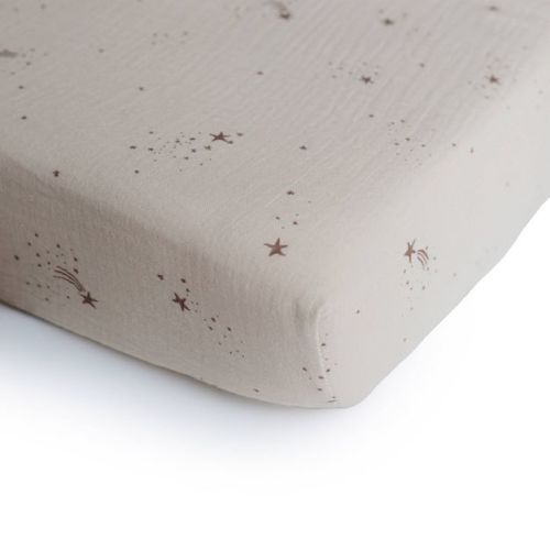 Mushie Extra Soft Muslin Crib Fitted Sheet - Falling Stars