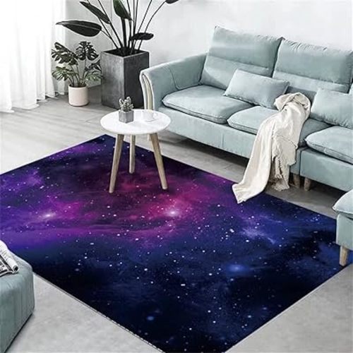 Colorful Galaxy Theme Large Area Rug for Living Dinning Room 6 x 9ft Starry Sky Bedroom Rugs Soft Hallway Floor Mat Non-Slip Washable Carpet