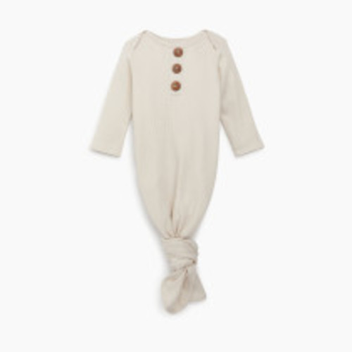 Tiny Kind Waffle Knotted Gown - Oat, 0-3 M