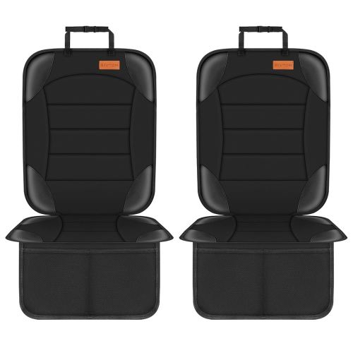 Siivton Car Seat Protector for Child Seat Cushion for Leather and Fabric Seats, 2 Mesh Pockets, Non-Slip Backing, Carseat Protectors for Vehicles, Baby, Pets (2 Pack)