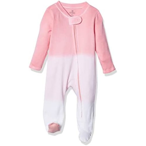 HonestBaby Baby Girls' Sleep and Play Footed Pajamas One-Piece Sleeper Jumpsuit Zip-front Pjs Organic Cotton