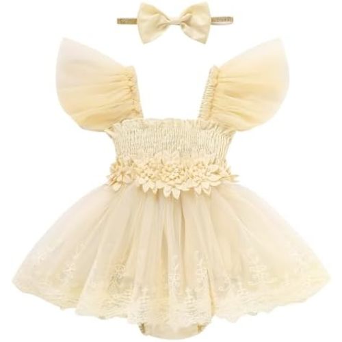 Baby Girl Clothes Infant Tulle Romper Ruffe Sleeveless Bodysuit Baby Girl Outfits Infant Girl Dress 0-18M