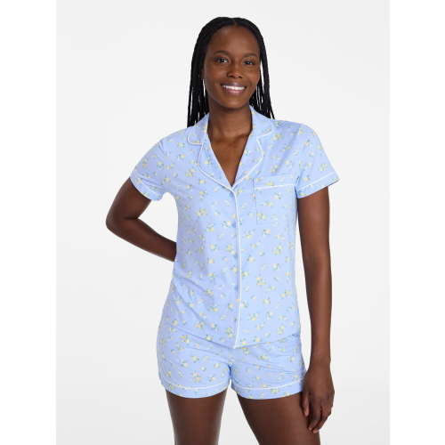 Joyspun Women’s Dreamy Soft Collection Bridal Knit Top and Shorts Pajama Set, 2-Piece, Sizes XS-3X