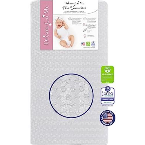 Dream On Me Honeycomb Orthopedic Firm Fiber Standard Baby Crib Mattress | Greenguard Gold certified | 10 Year warranty | 5” Fiber Core Optimum Support | Infant and Toddler Mattress | Waterproof Cover