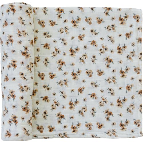 Mebie Baby Autumn Bloom Muslin Swaddle, Modern and Neutral Swaddle Blanket for Baby Girl or Boy, Soft Baby Blankets, Newborn Swaddle Blanket, 0-3 Month, Comfy Wrap, Baby Essentials & Gifts