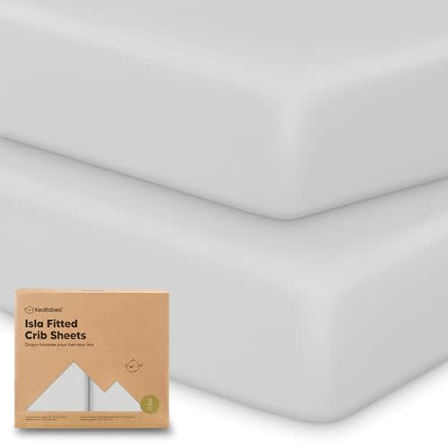 2-Pack Crib Sheets for Boys, Girls - Viscose Derived from Bamboo Fitted Crib Sheet, Baby Crib Sheets Neutral, Crib Mattress Sheet, Toddler Bed Sheets, Baby Sheets for Crib Fitted Sheets (French Gray)