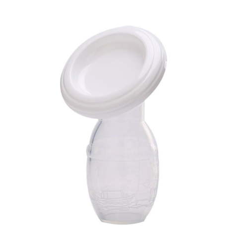 MOQIN Manual Breast Pump for Breastfeeding, 4oz 100ml Food Grade Silicone, Colostrum Collector with Spill Free Valve, Soft and Comfortable Breast Milk Collection, Cap,Clear