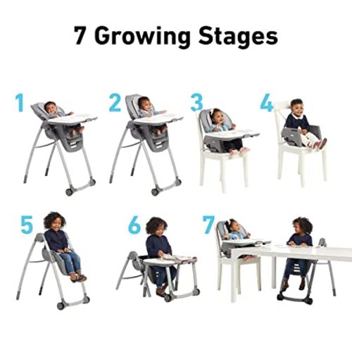 Graco Table2Table Premier Fold 7 in 1 Convertible High Chair, Converts to Dining Booster Seat, Kids Table and More, Tatum, 25.2 lb