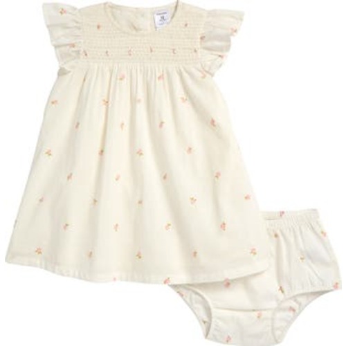 Smocked Cotton Dress & Bloomers, 3M