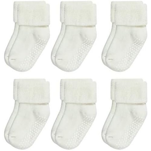 VWU Baby Toddler Kids Ankle Crew Socks with Grips Unisex Warm Thick Cotton Winter Socks 0-10 Years 6/8 Pack