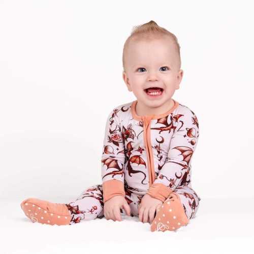 dragon Bamboo Baby Pajamas, Bamboo Zippered Sleeper, dragon Nursery, dragon Zippy, Baby Rompers, dragon pajama, dragon clothing