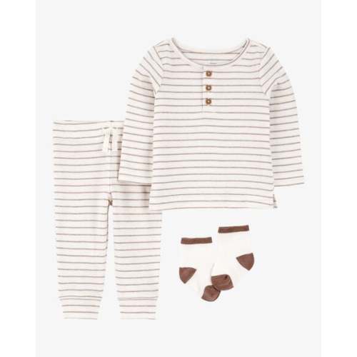 Baby 3-Piece Striped Tee & Pant Set - Ivory - Carter's | Carter's