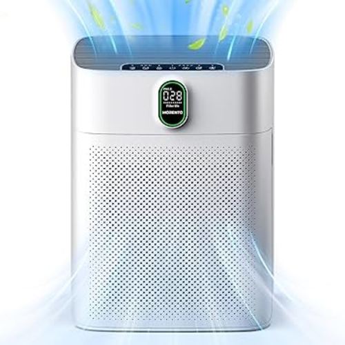 MORENTO Air Purifiers for Home Large Room up to 1076 Sq Ft with PM 2.5 Display Air Quality Sensor for Pet Hair, Double-sided Air Inlet, 24db, White, 1 Pack