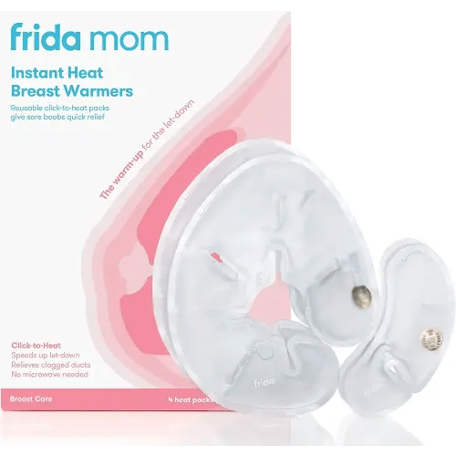 Frida Mom Instant Heating Pads for Breasts, Reusable Click-to-Heat Relief, Breastfeeding Essentials - 2 Small & 2 Large Heat Pads, 4pc set