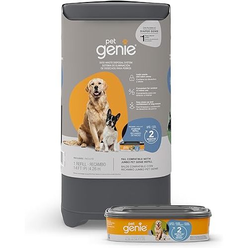 Pail | Dog Waste Disposal System for Outdoor and Indoor Odor Control | Dog Poop Trash can | Includes 1 Square Refill Bag That Lasts up to 2 Months
