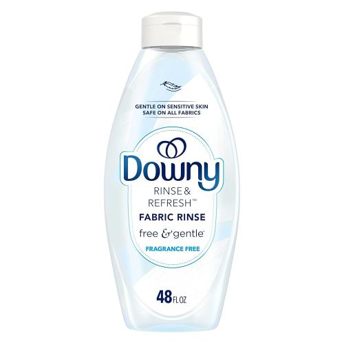 Downy Rinse & Refresh Free & Gentle Laundry Odor Remover and Fabric Softener, Fragrance Free, 48 fl oz, No Dyes or Heavy Perfumes