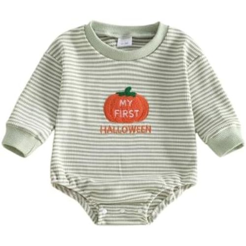 Bonangber Newborn Baby Boy Girl Halloween Outfit Long Sleeve Sweatshirt Romper Sweater Onesie Cute Infant Fall Winter Clothes