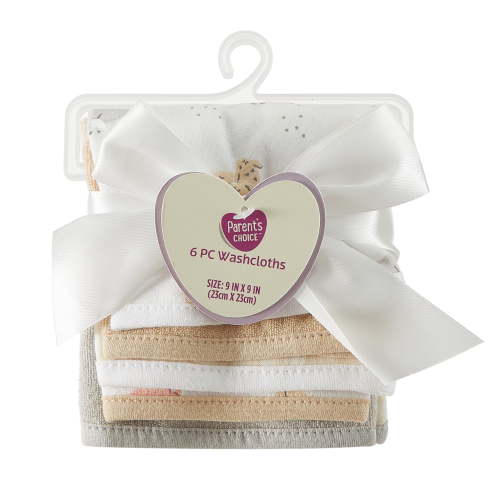 Parent's Choice 6-Pack 9"x9" Farm Animals Washcloths
