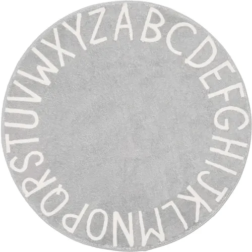 Topotdor Round Kids Play Rug Alphabet Nursery Area Rug Extra Large Soft Crawling Play Mat for Children Toddlers Bedroom (40 inch, Grey)