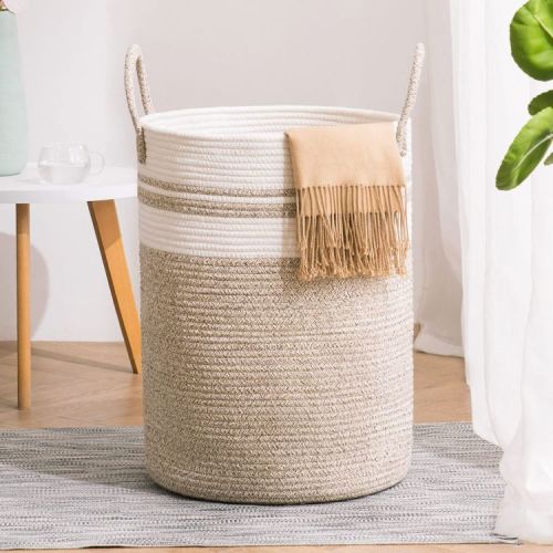 ULTIMEA Woven Rope Laundry Hamper Basket, 58L Tall Laundry Basket for Blanket Organizer- Clothes Hamper