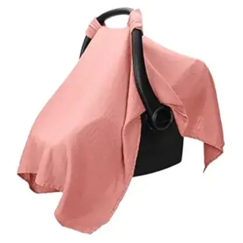 Comfy Cubs Baby Car Seat Cover - Soft, Breathable Bamboo Rayon and Muslin Cotton Blend - Lightweight Canopy for Sun, Bug, and Comfort Protection - Large Size Infant Seat Cover in Dusty Rose Design