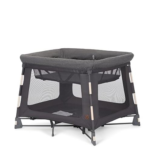 Maxi-Cosi Swift Baby Playard with Mat, Baby Playpen, Play Yard with Bassinet, Portable Playpen for Babies and Toddlers, Classic Graphite