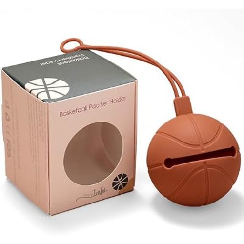 Pacifier Holder Case | Basketball Pacifier Holder | Silicone Pacifier Container | Travel Pacifier Case Holder | Keep Pacifier Clean and Accessible | Food Grade Silicone | Made by Tushi (Brown)