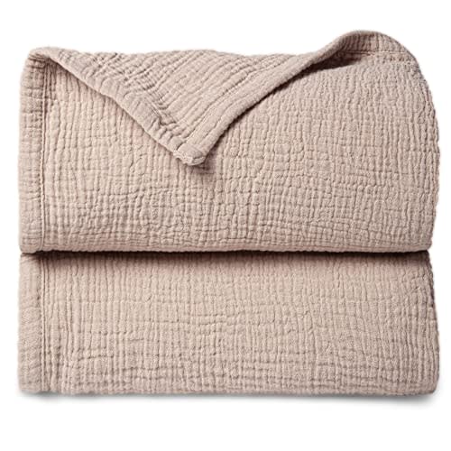 Lulu moon Muslin Baby Blanket Quilt - Crib Blanket for Toddlers 47"× 47" Sand