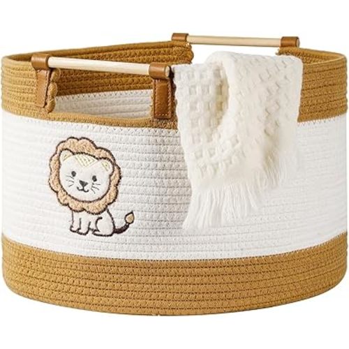 Large Blanket Basket Living Room 35L Baby Laundry Basket Toy Bin for Babies Toddlers Storage Baskets for Organizing Toys, Woven Cotton Rope Laundry Hamper for Nursery Storage Boy Gift Baskets Empty