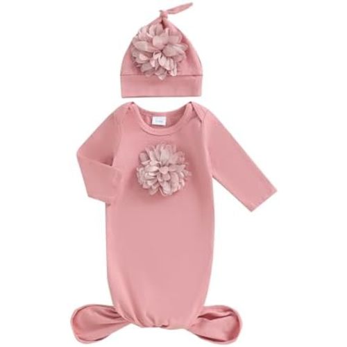 Newborn Sleeping Bag Baby Sleep Sack Cap Knotted Gown With Hat Set For Boys Girls Unisex Baby Essentials