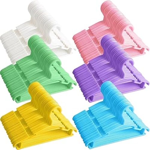 GoodtoU Baby Hangers 100 Pack Baby Clothes Hangers for Closet, Non-Slip Kids Plastic Hanger, Space Saving Toddler Hanger for Infant & Small Children, Nursery Clothes (Multicolor)
