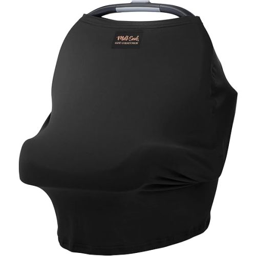 Milk Snob Original 5-in-1 Luxe Nursing Cover in Black - Added Privacy Breastfeeding Cover, Car Seat Cover for Carrier, Stroller, High Chair, Shopping Cart, Lounger Canopy, Newborn Essentials