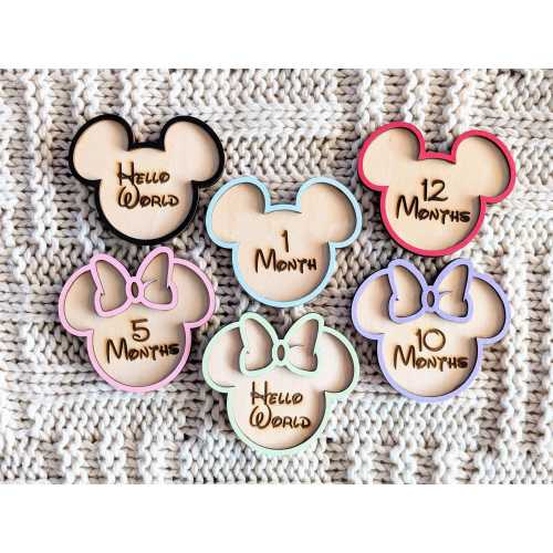 Custom Baby Milestone Monthly Markers | Disney Inspired Name Sign | Hello World | New Baby Shower Gift | 3D Baby Photo Prop | Laser Engraved