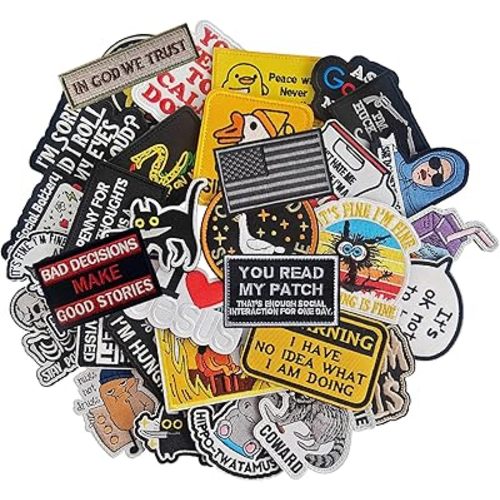 20PCS Random Tactical Funny Morale Patches, Embroidery Hook and Loop Morale Meme Patches for Backpacks, Hats, Bags, Dog Harnesses, Vests, Tactical Gear