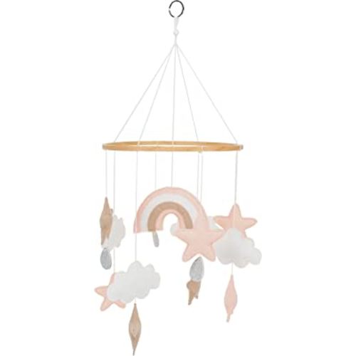 Levtex Baby - Over The Rainbow Baby Crib Hanging - Rainbows, Clouds and Stars - Pink, Taupe, White, Blush - Nursery Accessories