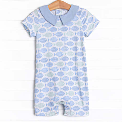 With the Tide Short Romper, Blue – Stitchy Fish