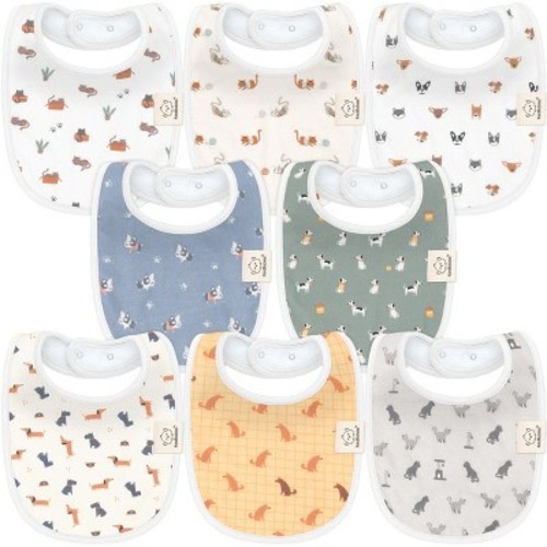 KeaBabies 8pk Organic Baby Bibs for Boy, Baby Drool Bib for Baby Boys and Girls, Newborn Teething Bibs, Color: Pets & paws