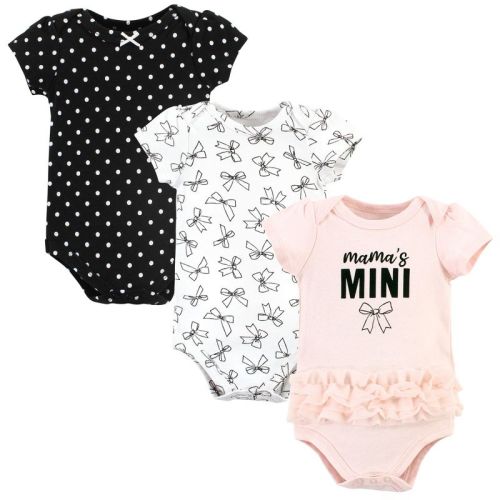 Hudson Baby Infant Girl Cotton Bodysuits, Mamas Mini Bows, 6-9 Months