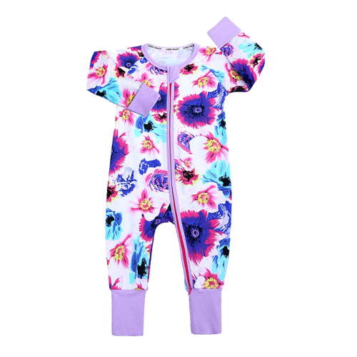 Emy Dola Newborn Baby Girls Soft Cotton One-Piece Pajamas, 2 Way Zipper Baby Sleeper, Toddler Footed and Footless PJs
