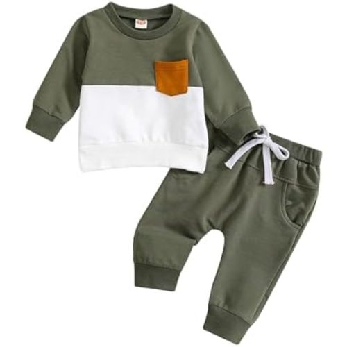 Toddler Fall Baby Boy Winter Clothes Set Pullover Long Sleeve Sweatshirt Top+Solid Jogger Pants Set Casual Outfits 3M-3T